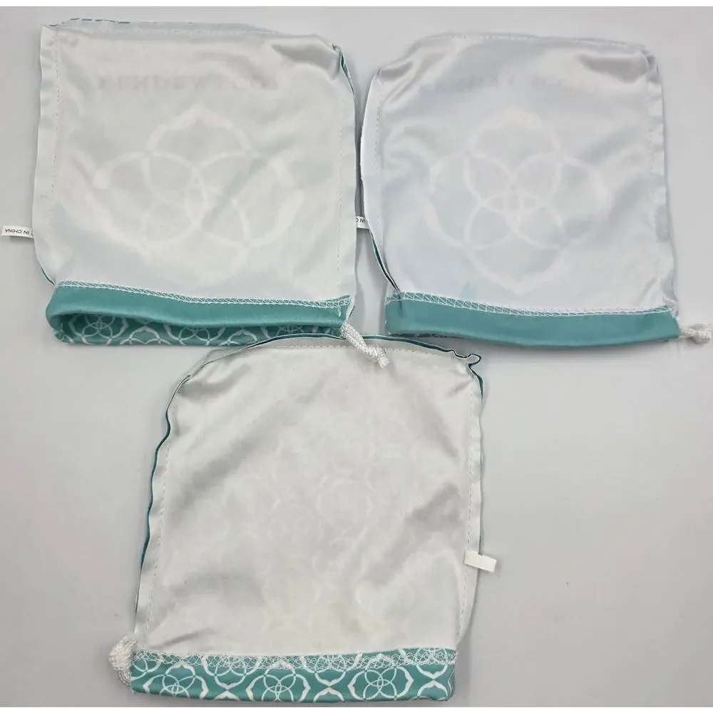 Kendra Scott Blue Turquoise Jewelry Drawstring Dust Bags Pouches-Lot Of 3